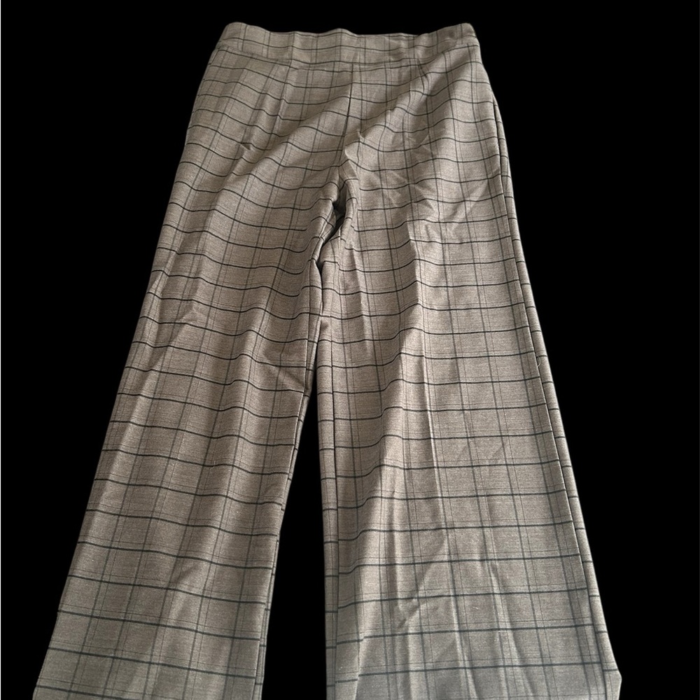 Unique Vintage Wide Leg Plaid Pants - Gray